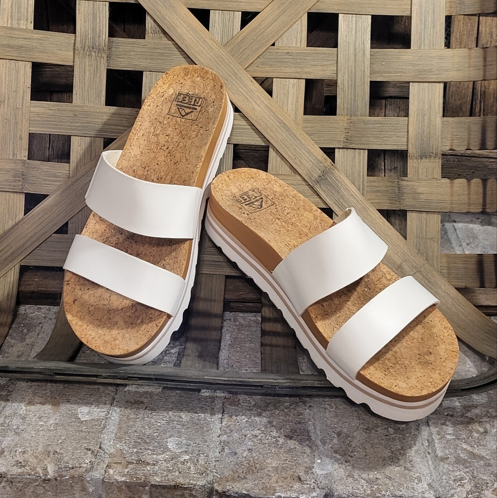 Reef "Vista Hi" Slide Sandals in Cloud White, Size 9